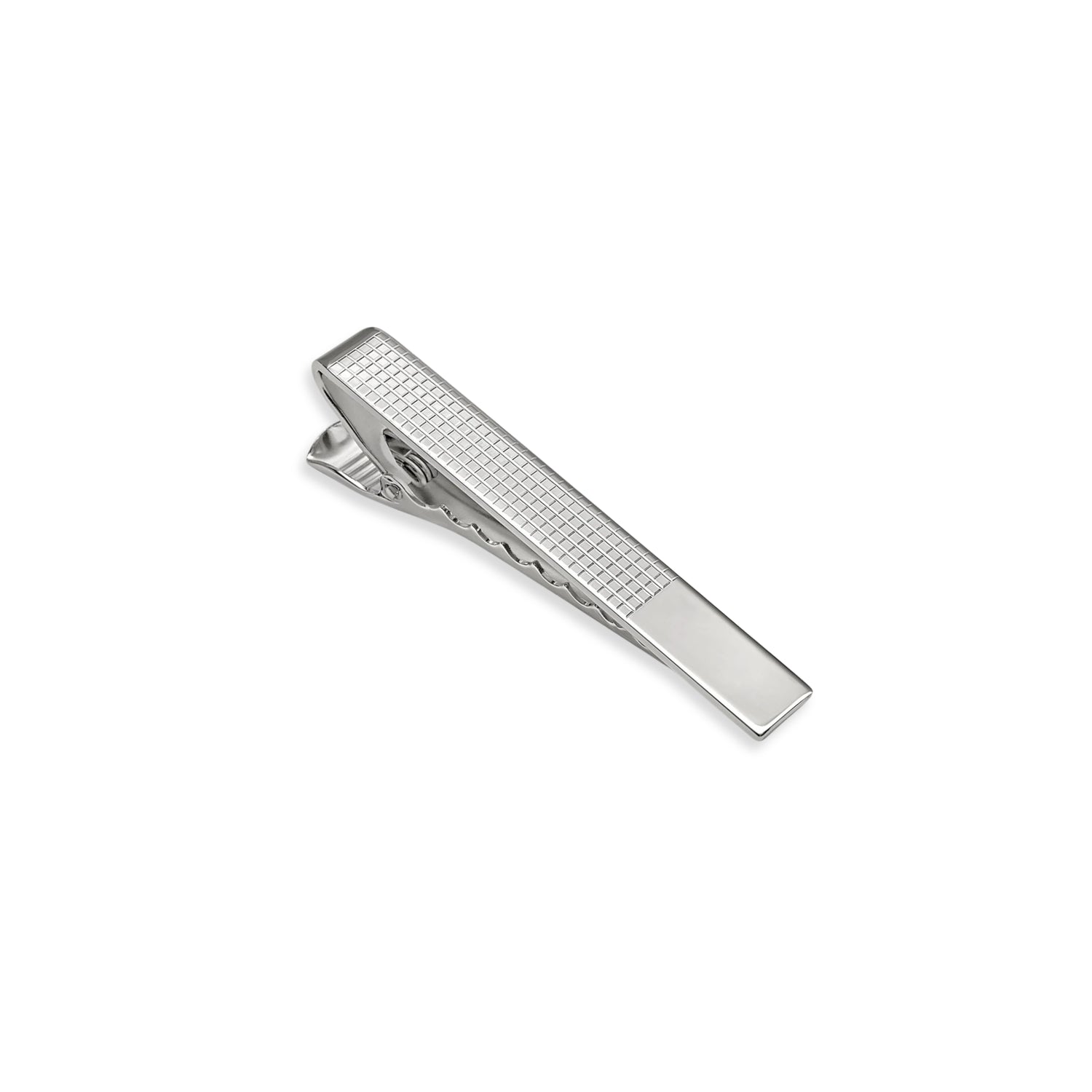 Sterling Silver Tie Bar with Grid Design