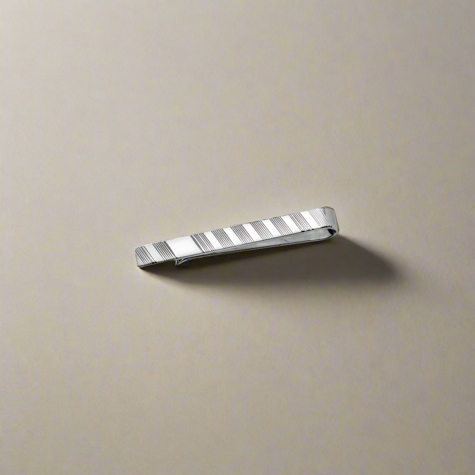 Sterling Silver Tie Slide with Diagonal Design