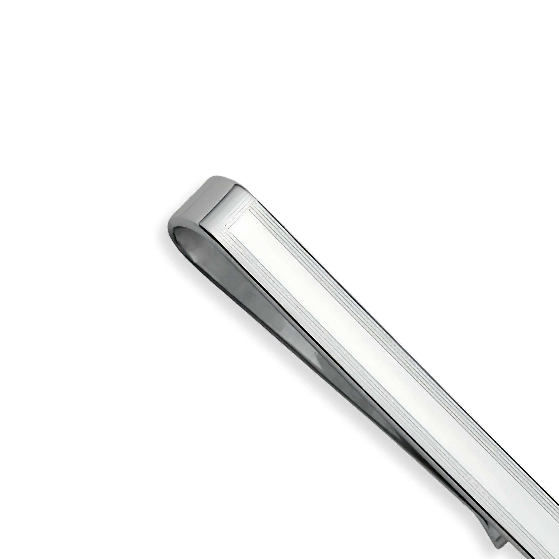 Sterling Silver Tie Slide with Four Line Frame