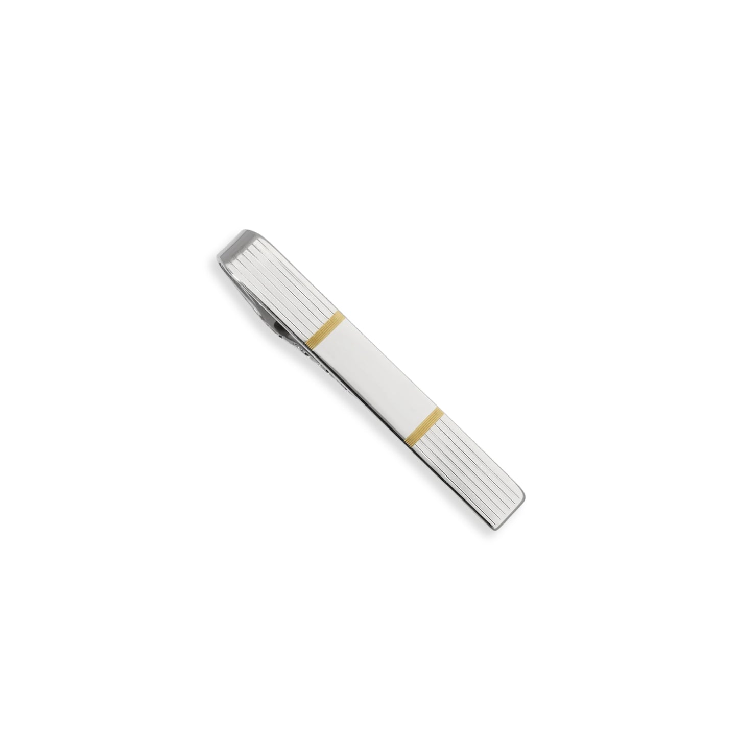 Sterling Silver and Gold Plate Tie Bar with Linear Engine Turned Design