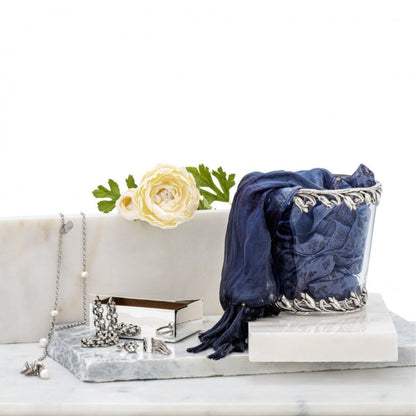 Topázio Rectangular Sterling Silver Box with Wood Interior