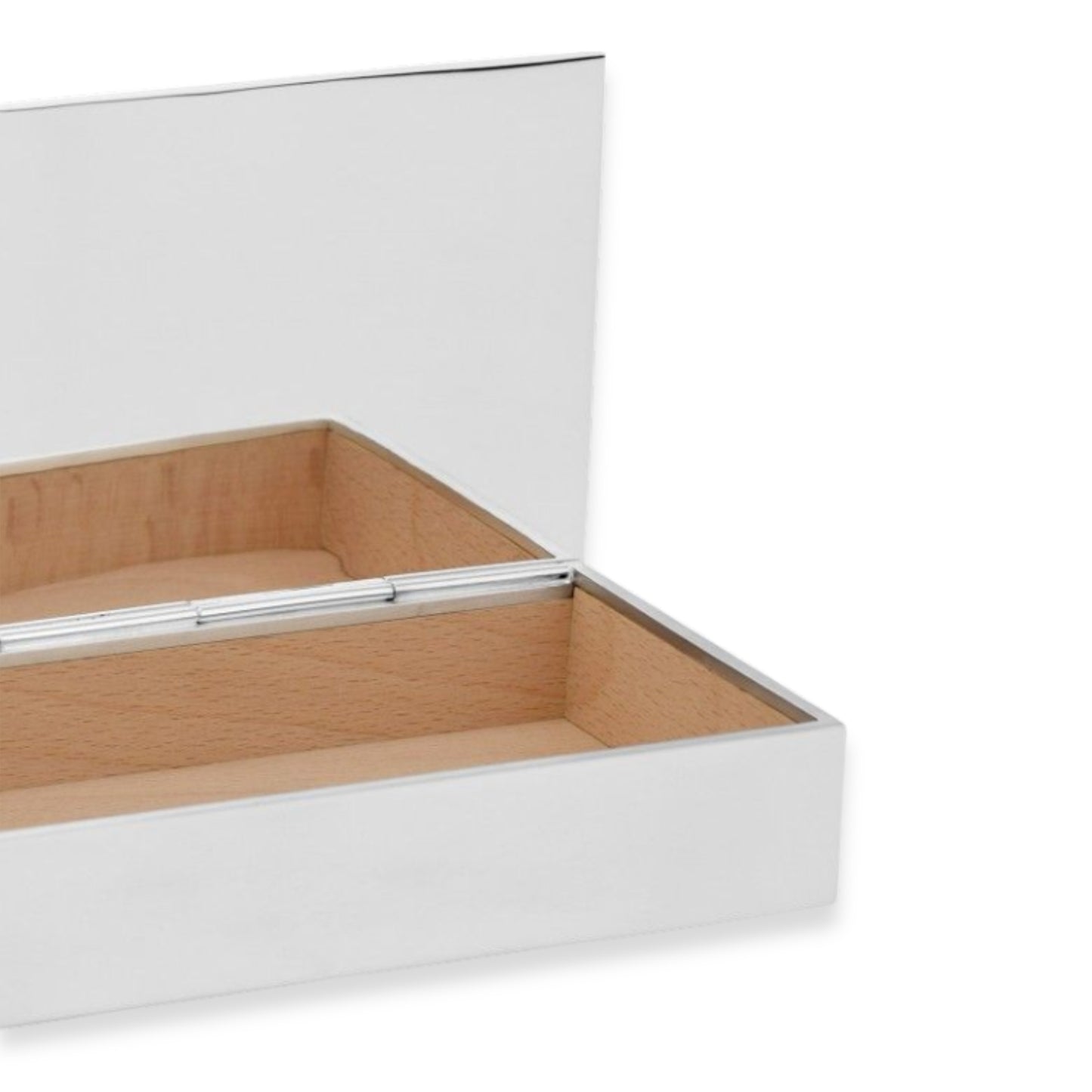 Topázio Rectangular Sterling Silver Box with Wood Interior