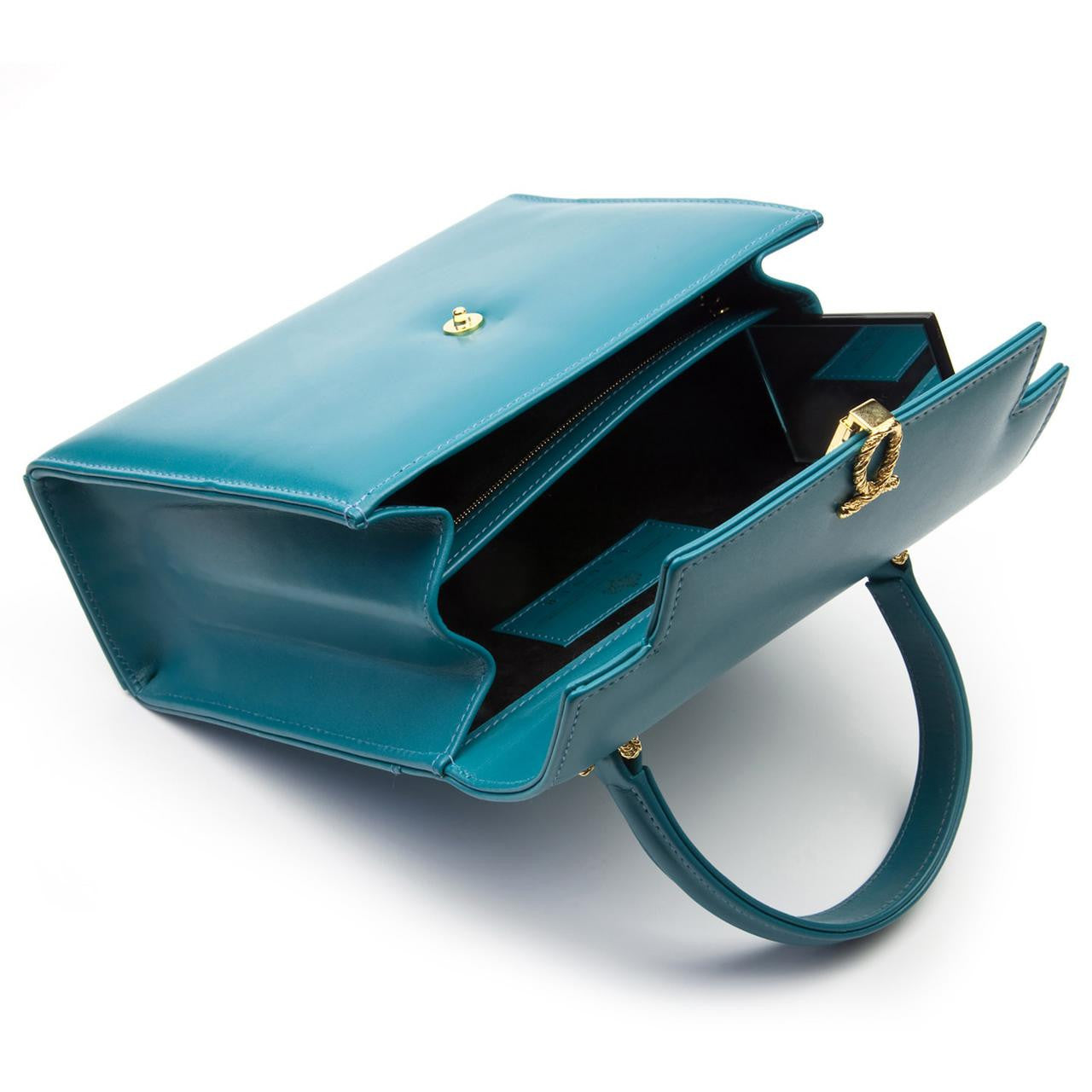 Traviata Handbag, Turquoise/Black