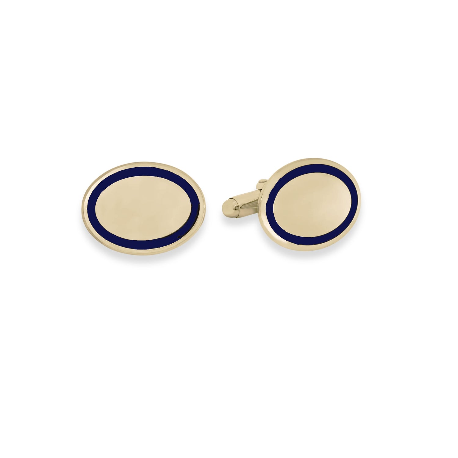 Vermeil Oval Cufflinks with Blue Trim