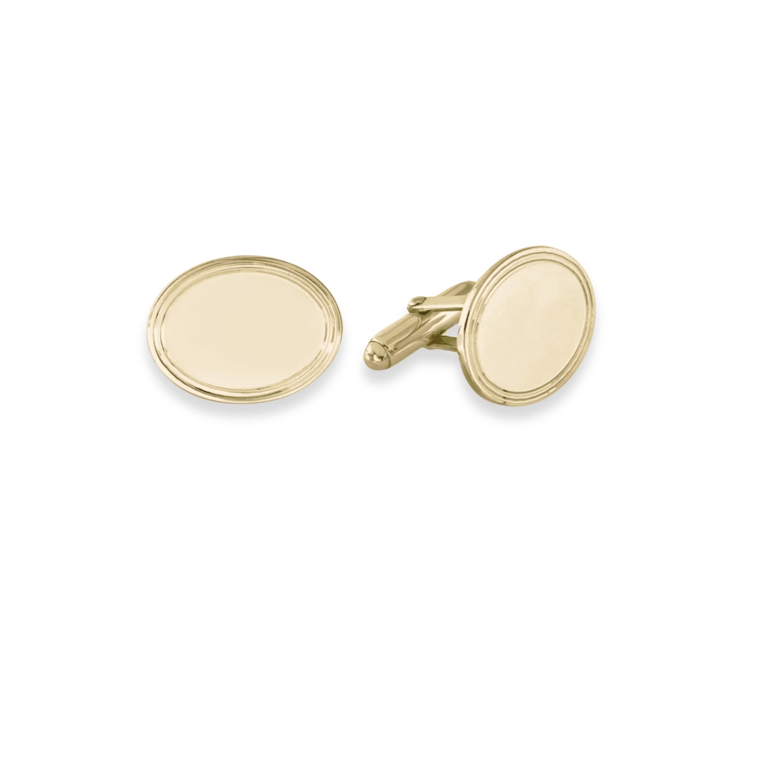 Vermeil Oval Cufflinks with Engine Turned Design