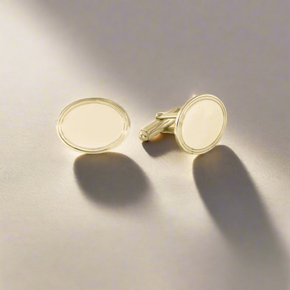Vermeil Oval Cufflinks with Engine Turned Design
