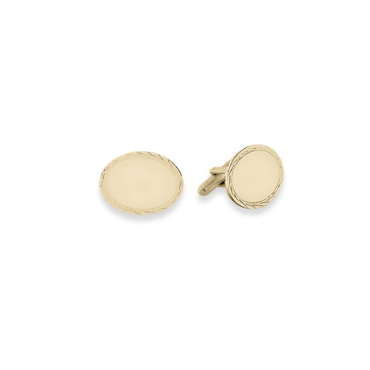 Vermeil Oval Cufflinks with Feathered Edge