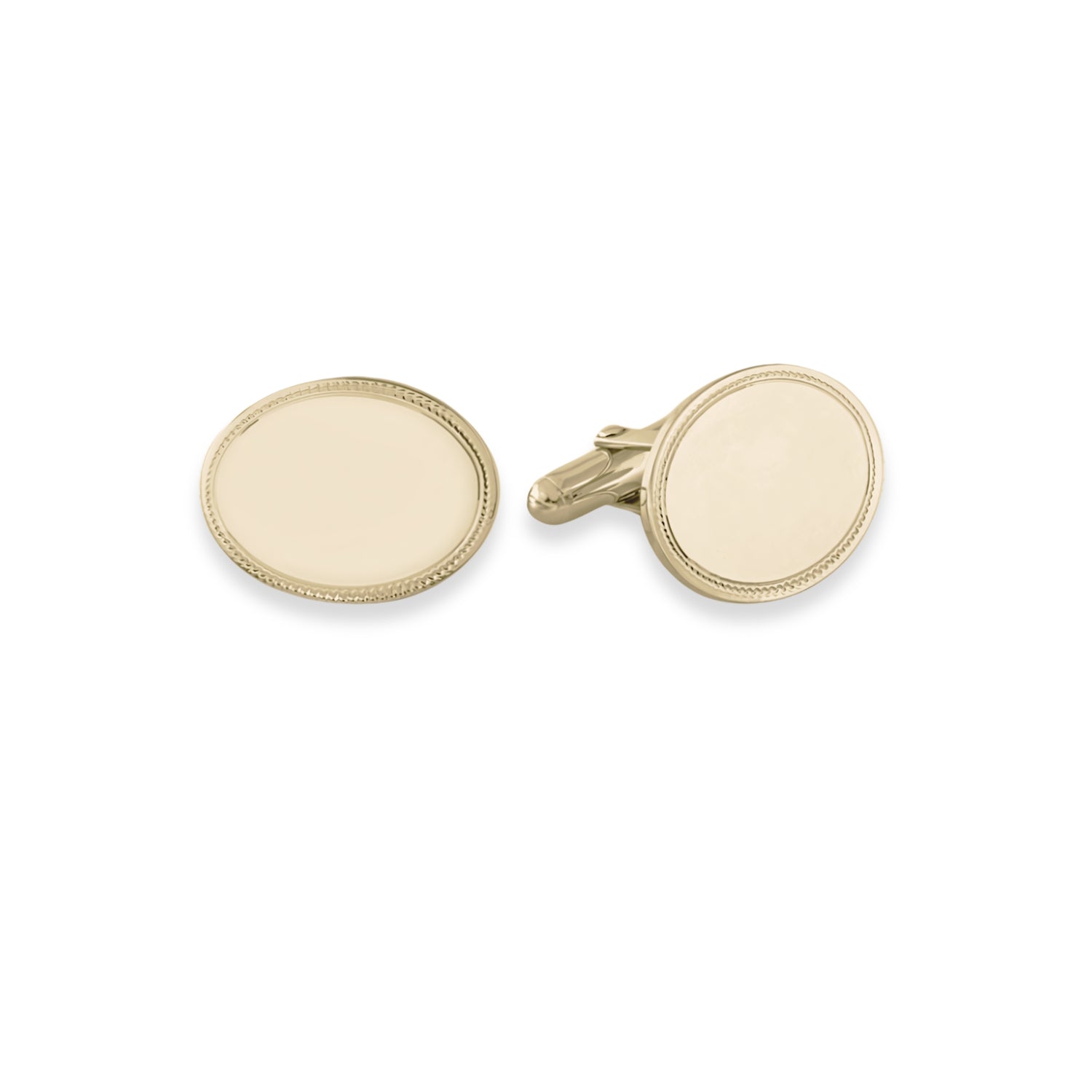 Vermeil Oval Cufflinks with Wriggled Engine Turned Design