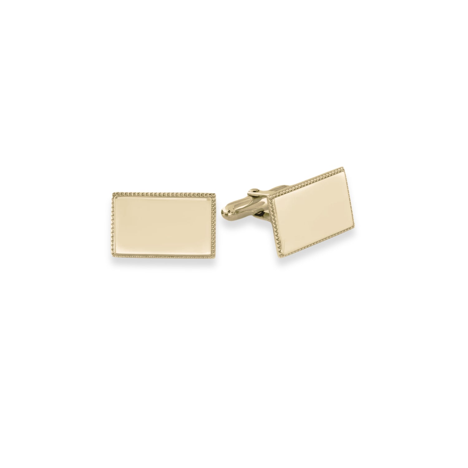 Vermeil Rectangular Cufflinks with Beaded Edge