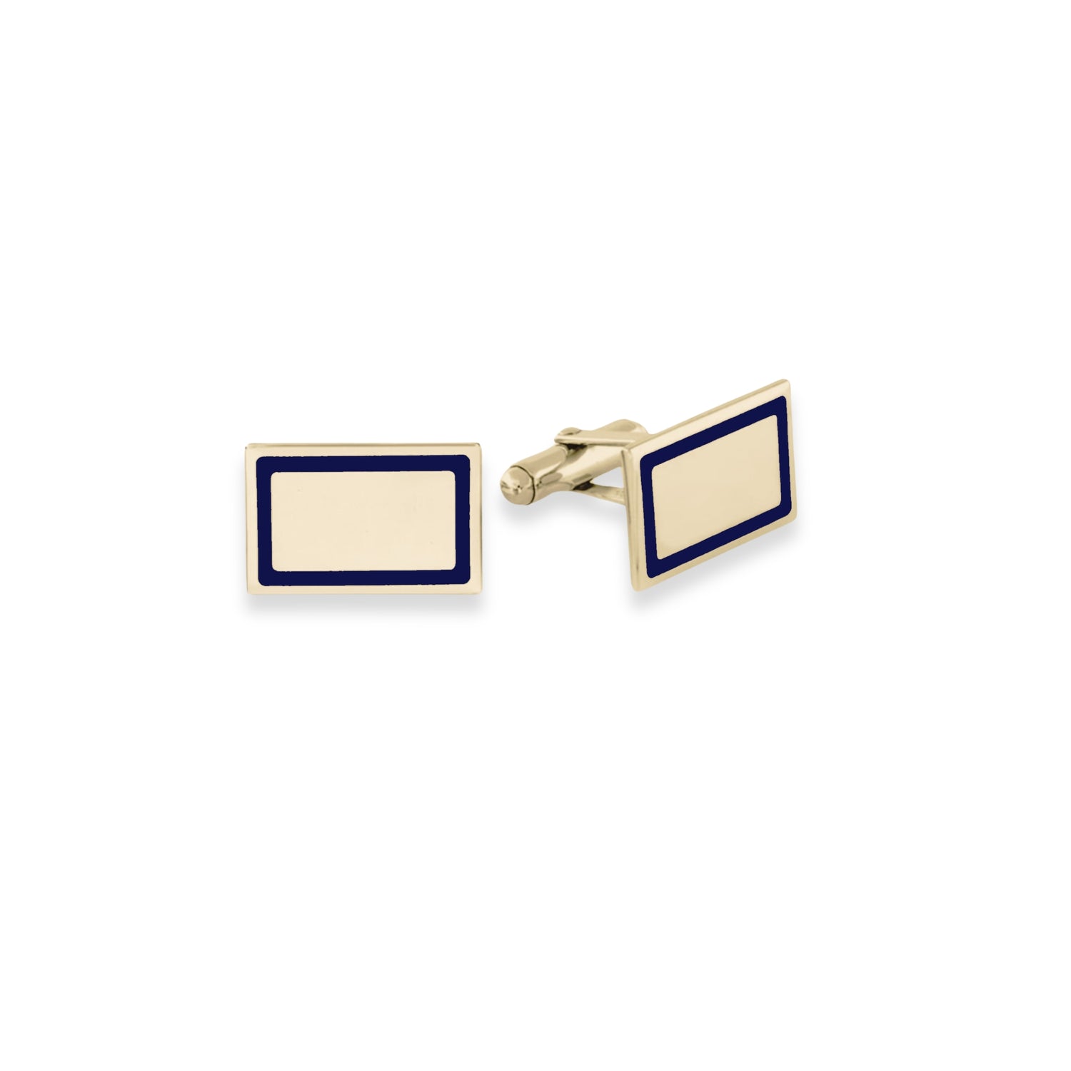 Vermeil Rectangular Cufflinks with Blue Trim