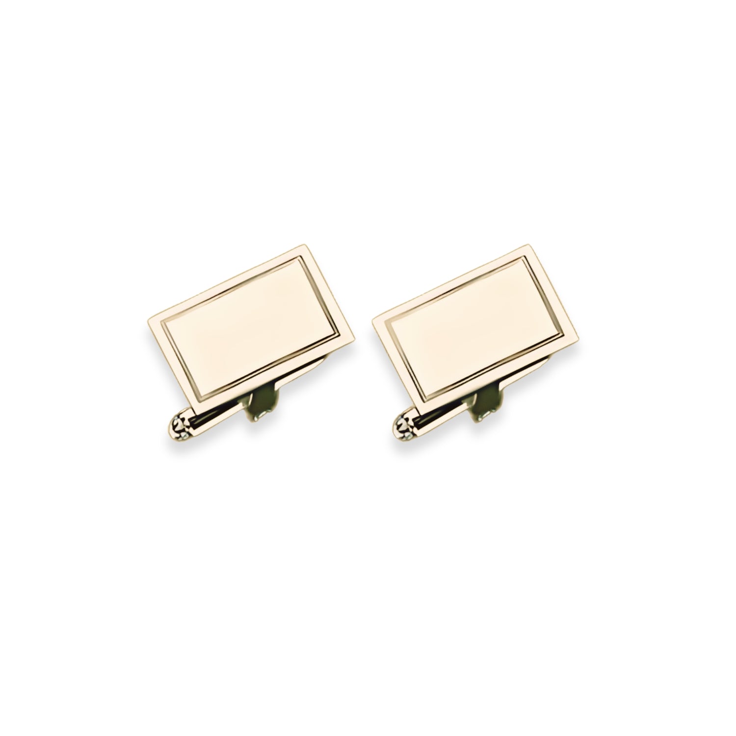 Vermeil Rectangular Cufflinks with Engine Turned Frame