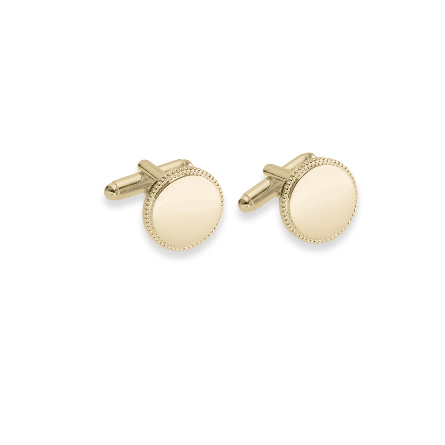 Vermeil Round Cufflinks with Beaded Edge