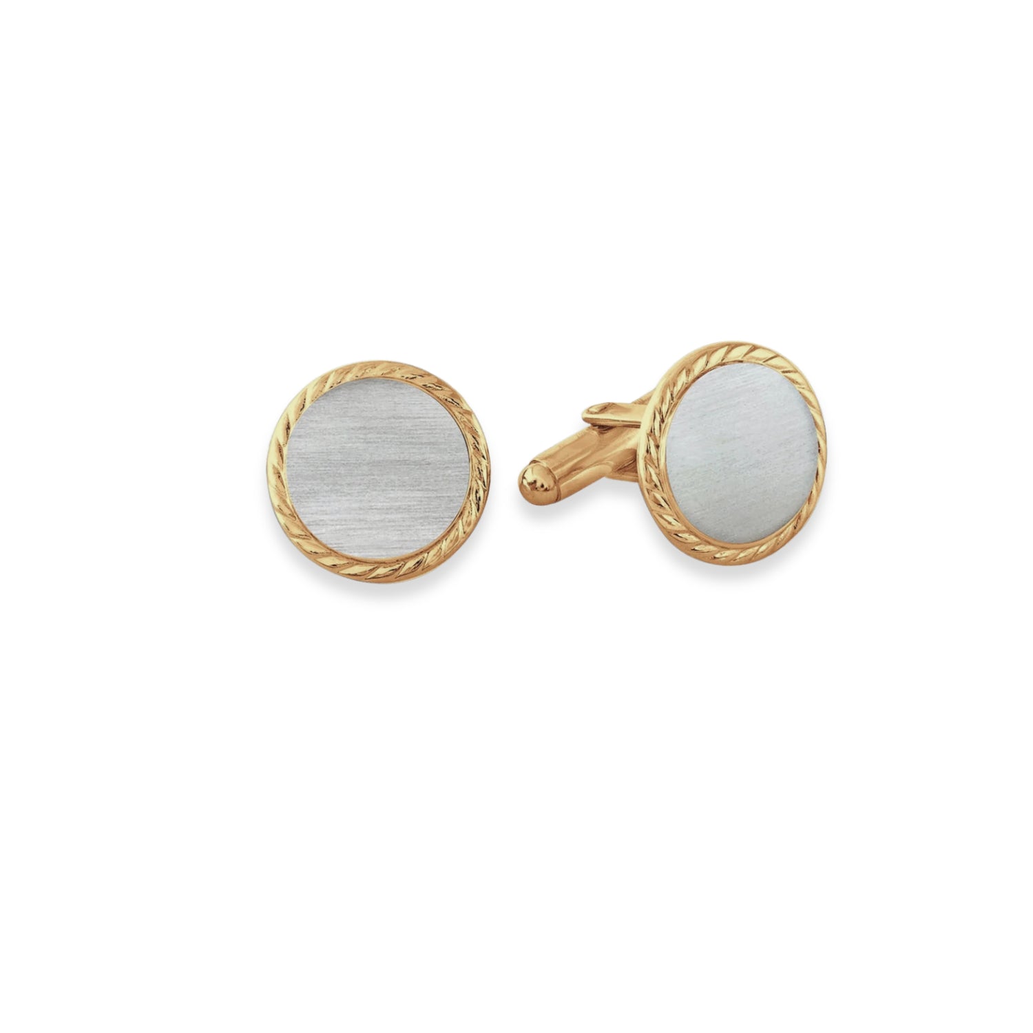 Vermeil Round Cufflinks with Rope Edge