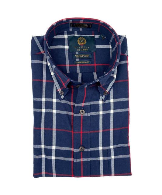 Men's Navy Windowpane Viyella Shirt