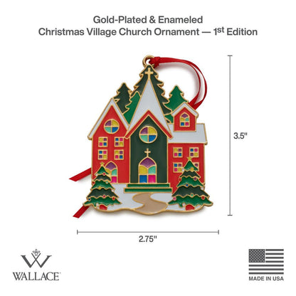 Wallace 2024 Gold-Plate & Enameled Christmas Village - 1st Edition (Church)