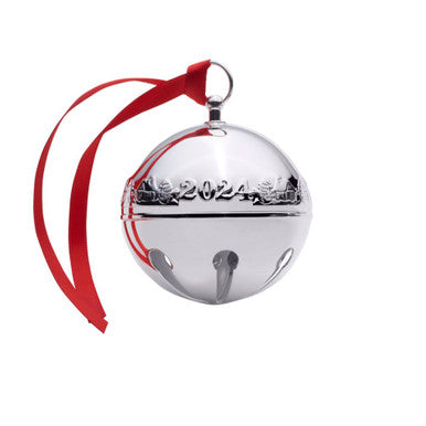 Wallace 2024 Silverplate Sleigh Bell - 54th Edition (Snowmen & Log Cabins)