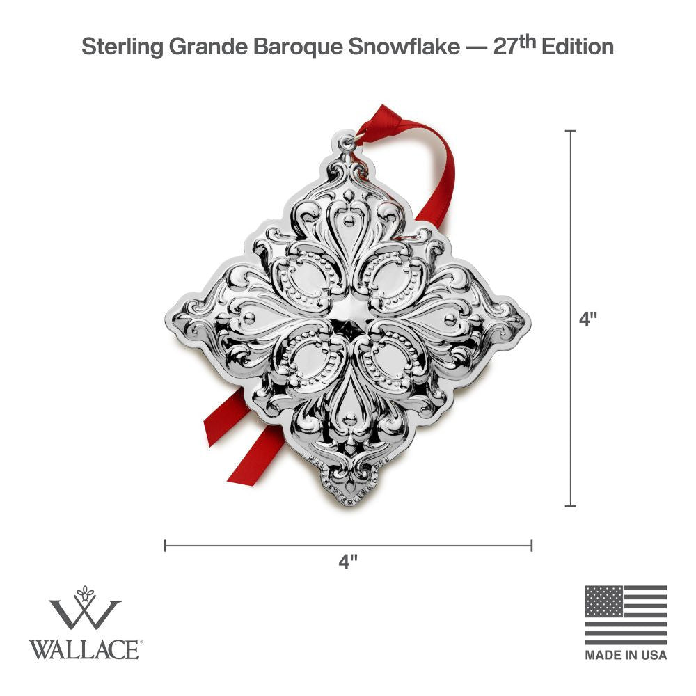 Wallace 2024 Sterling Silver Grande Baroque Snowflake Ornament - 27th Edition