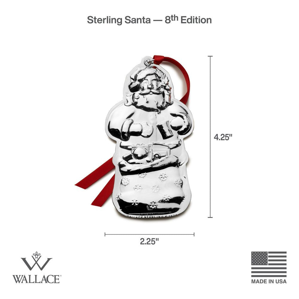 Wallace 2024 Sterling Silver Santa Ornament - 8th Edition