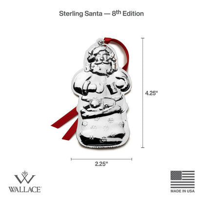 Wallace 2024 Sterling Silver Santa Ornament - 8th Edition