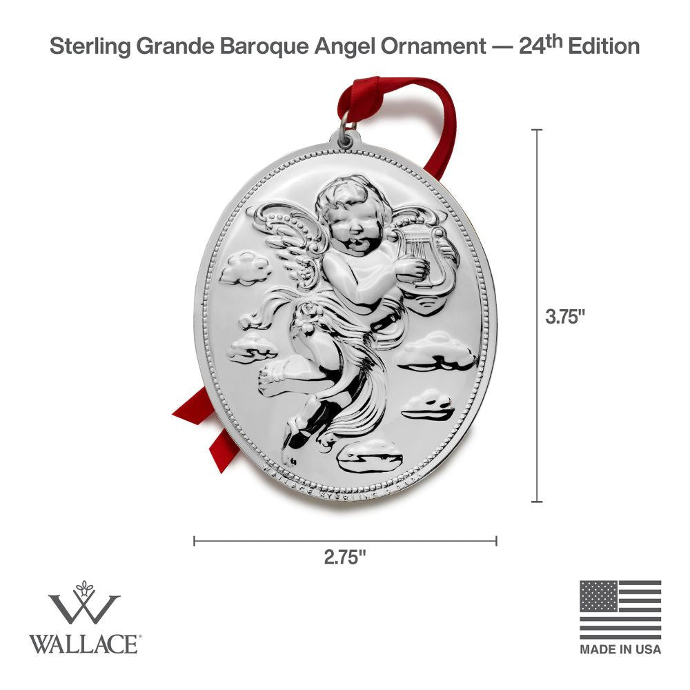 Wallace Silversmiths 2024 Sterling Silver Grande Baroque Angel Ornament - 24th Edition