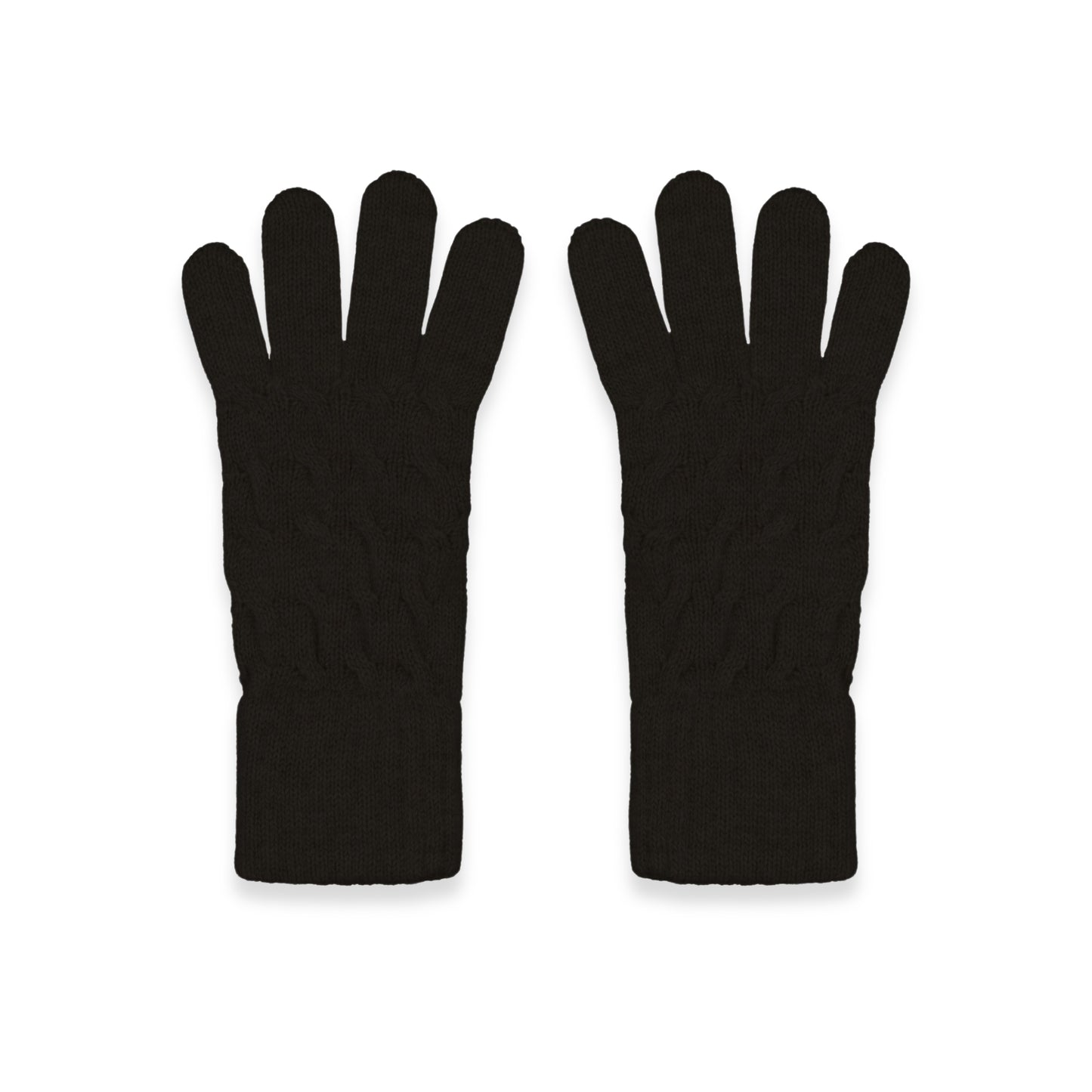 Women's Cable Knit Cashmere Gloves in Black