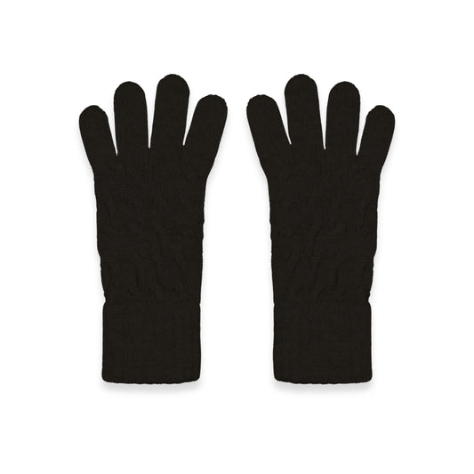 Women's Cable Knit Cashmere Gloves in Black