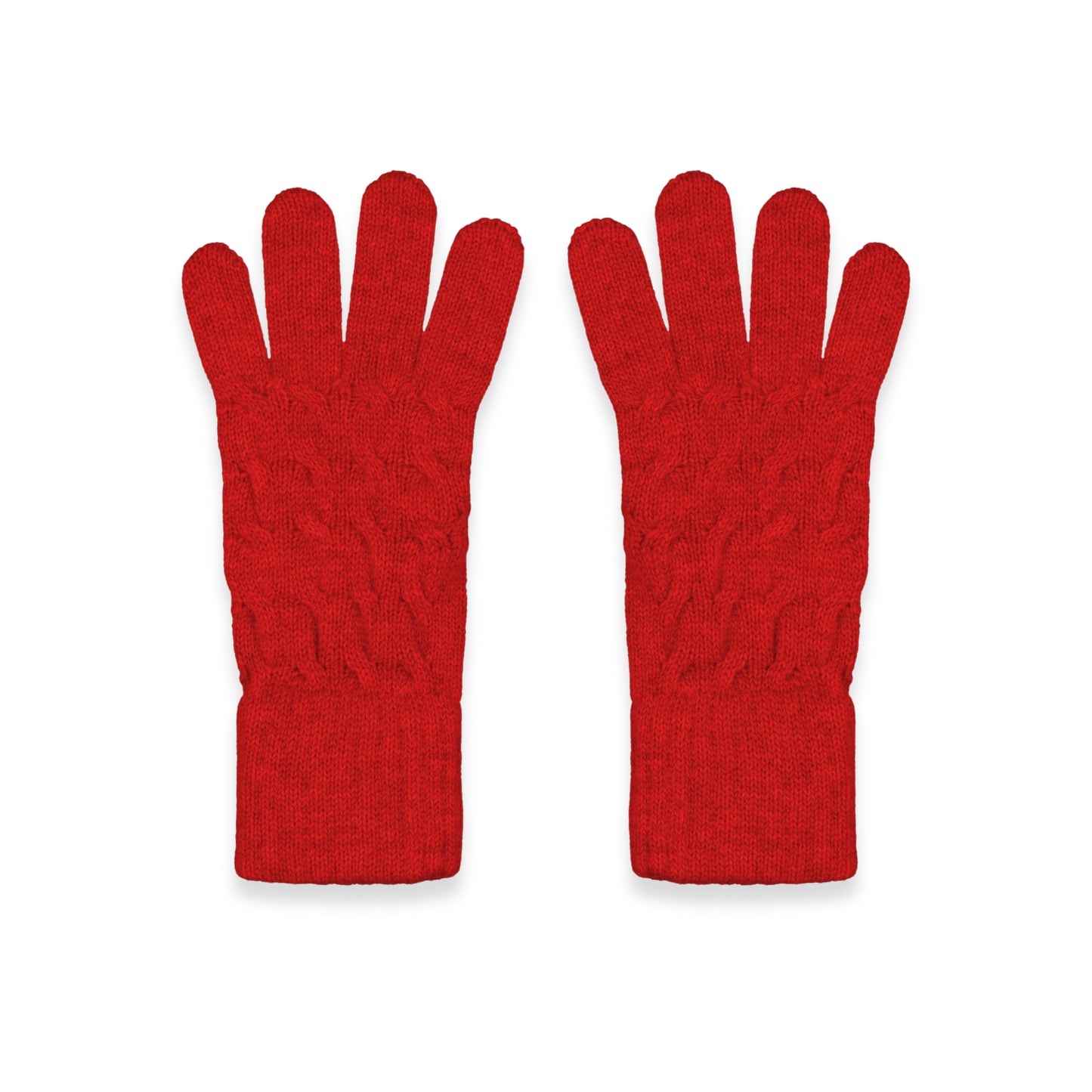 Women's Cable Knit Cashmere Gloves in Cardinal