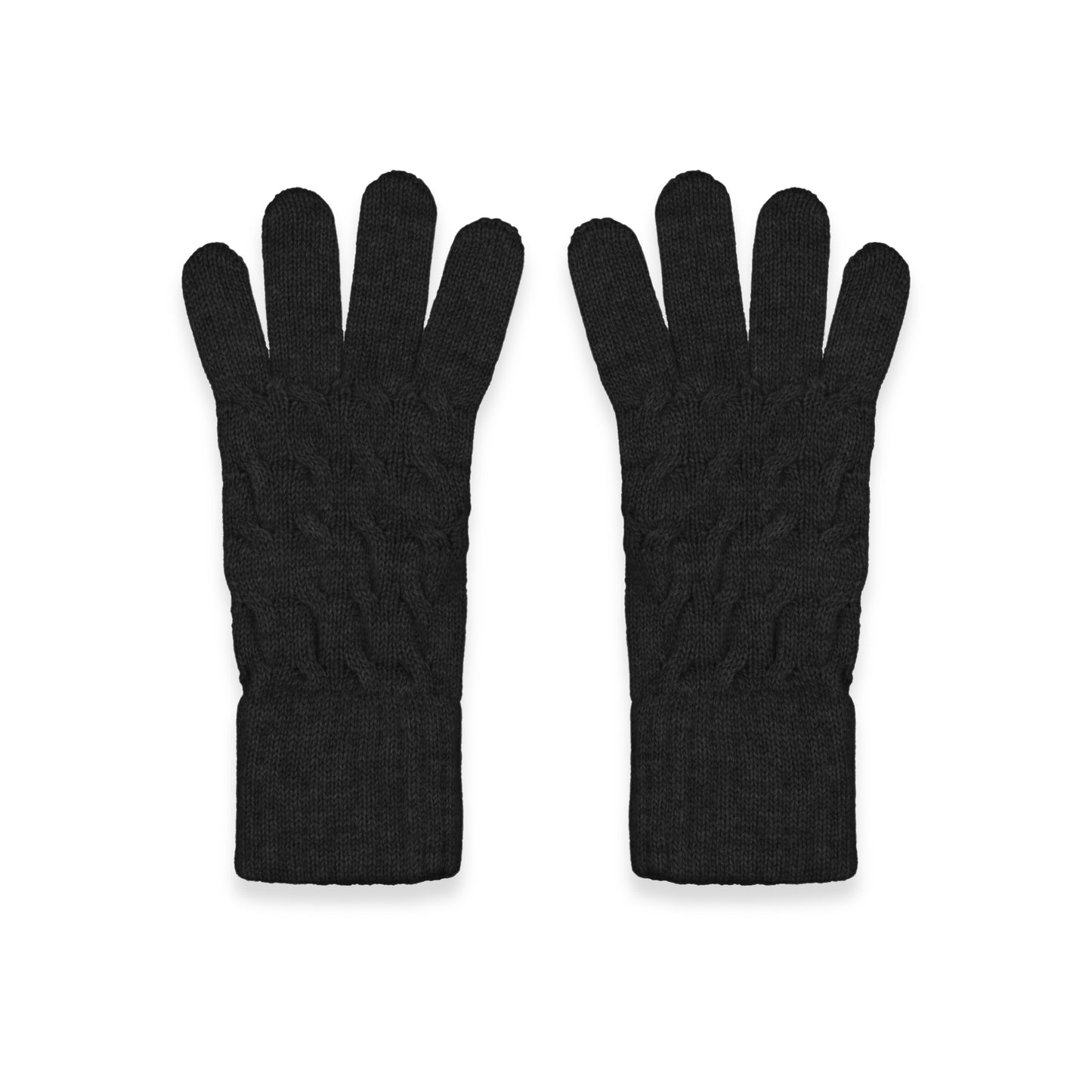 Women's Cable Knit Cashmere Gloves in Charcoal