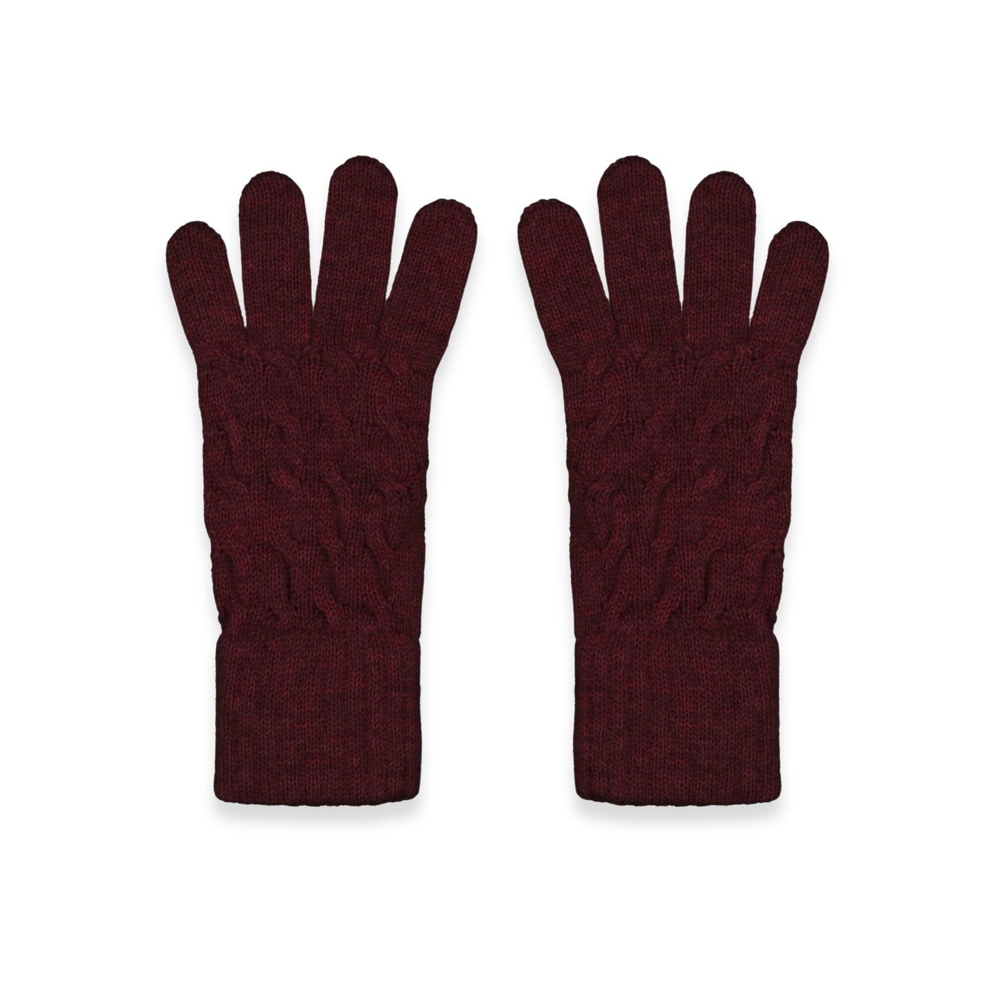 Women's Cable Knit Cashmere Gloves in Claret