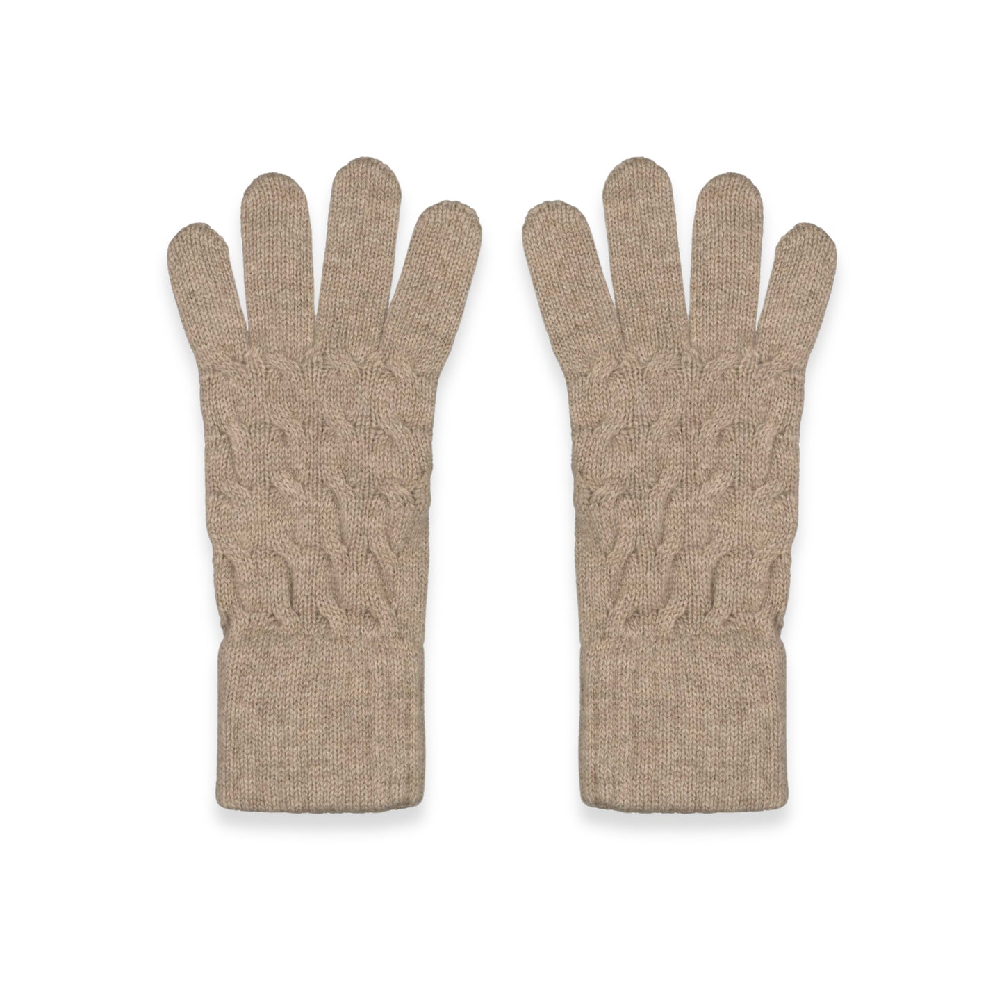 Women's Cable Knit Cashmere Gloves in Dark Natural