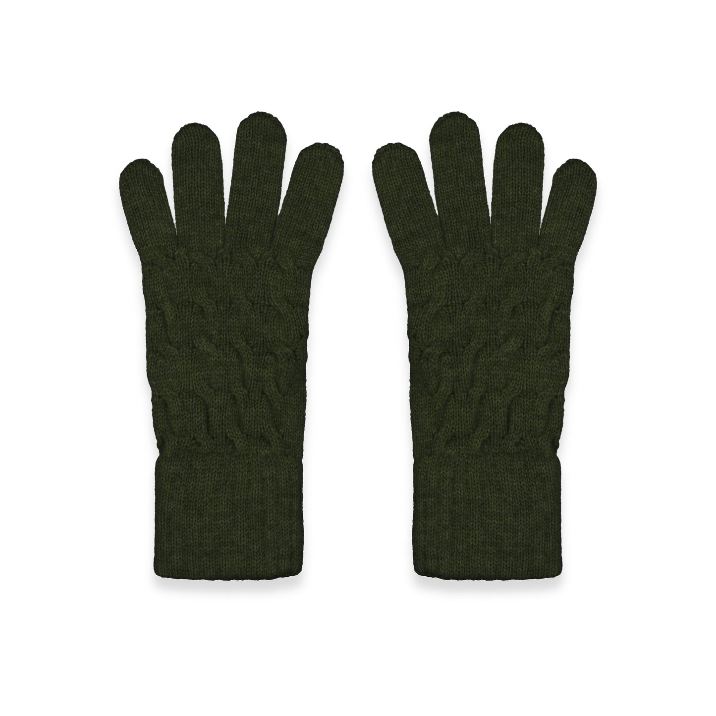 Women's Cable Knit Cashmere Gloves in Loden Mix