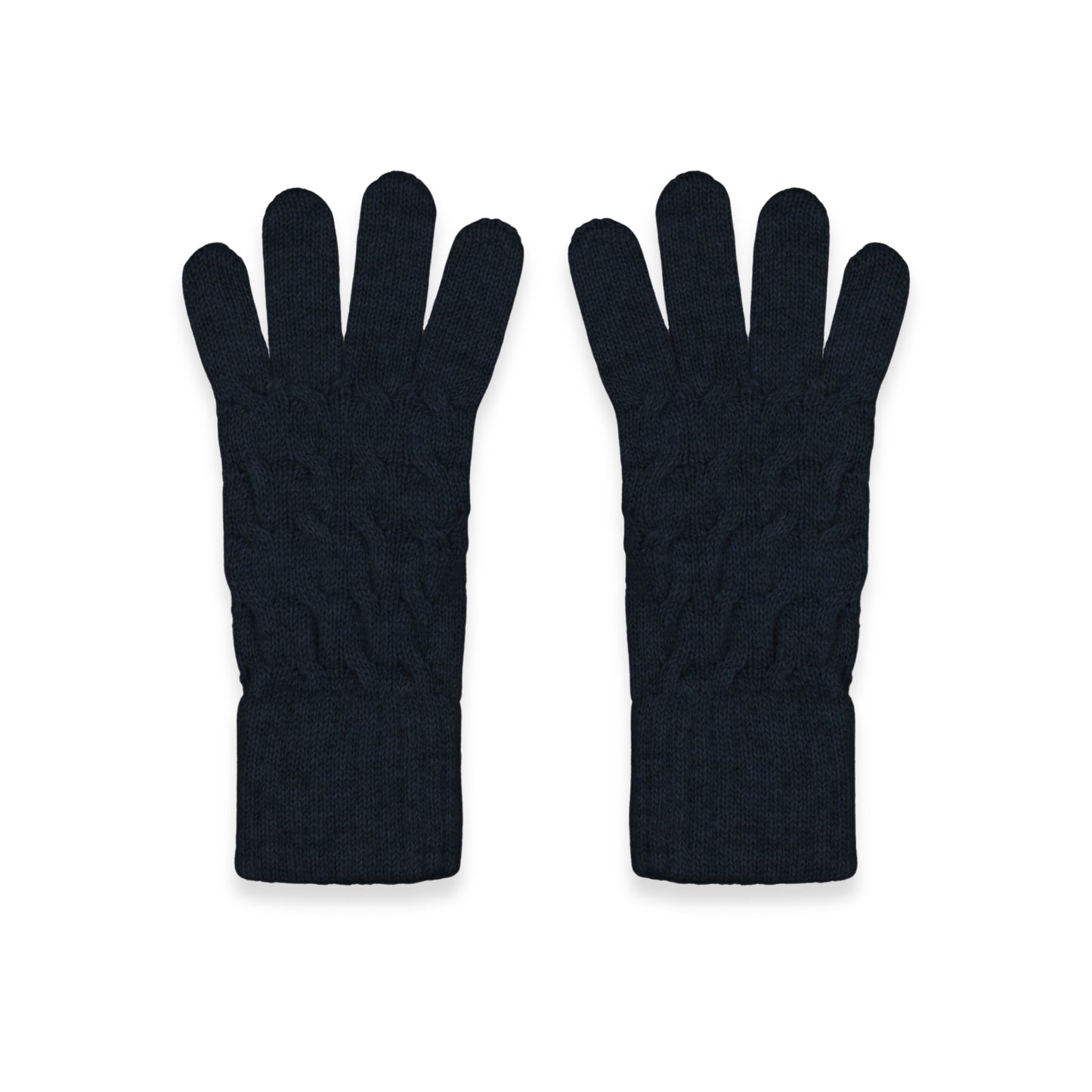 Women's Cable Knit Cashmere Gloves in Navy