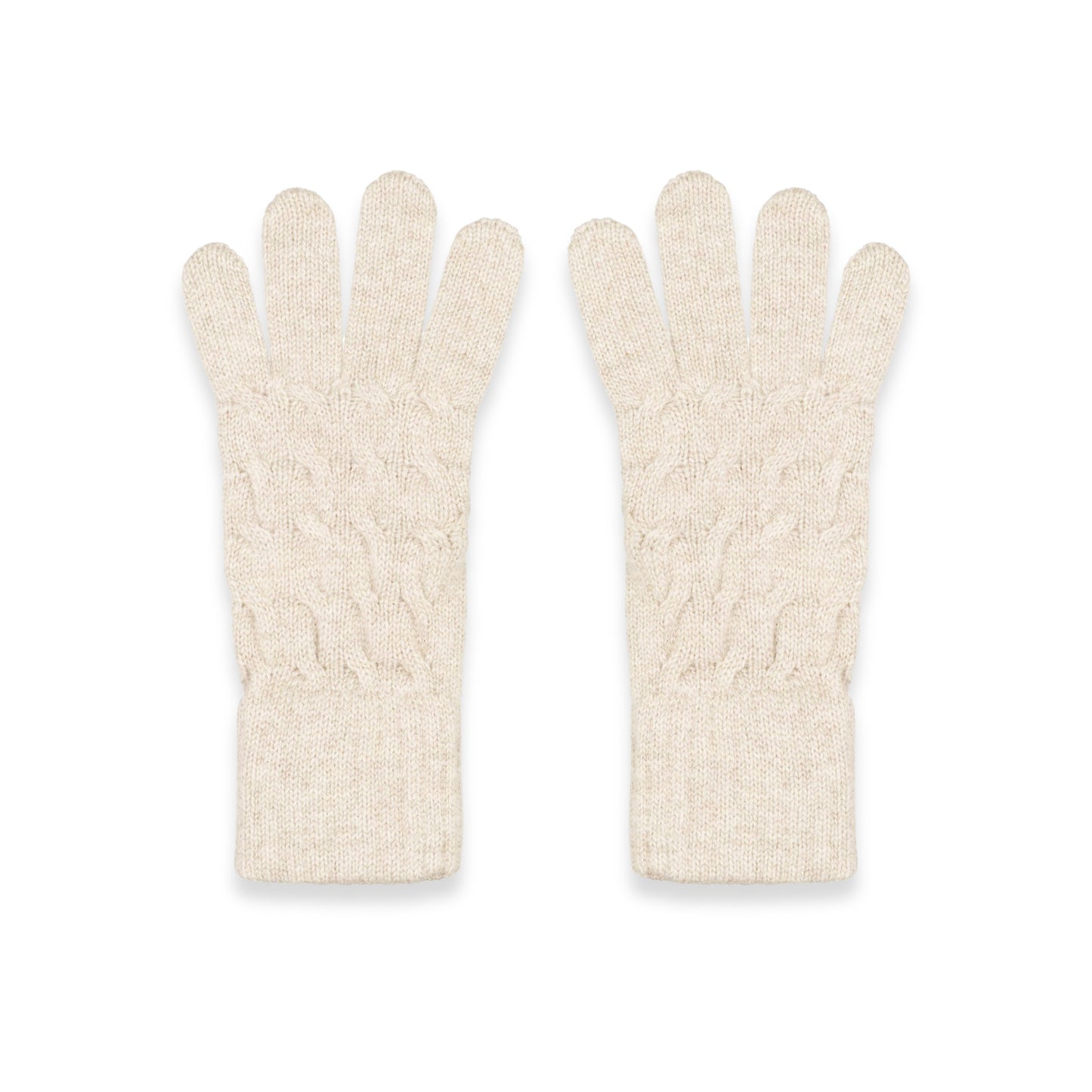 Women's Cable Knit Cashmere Gloves in White Undyed