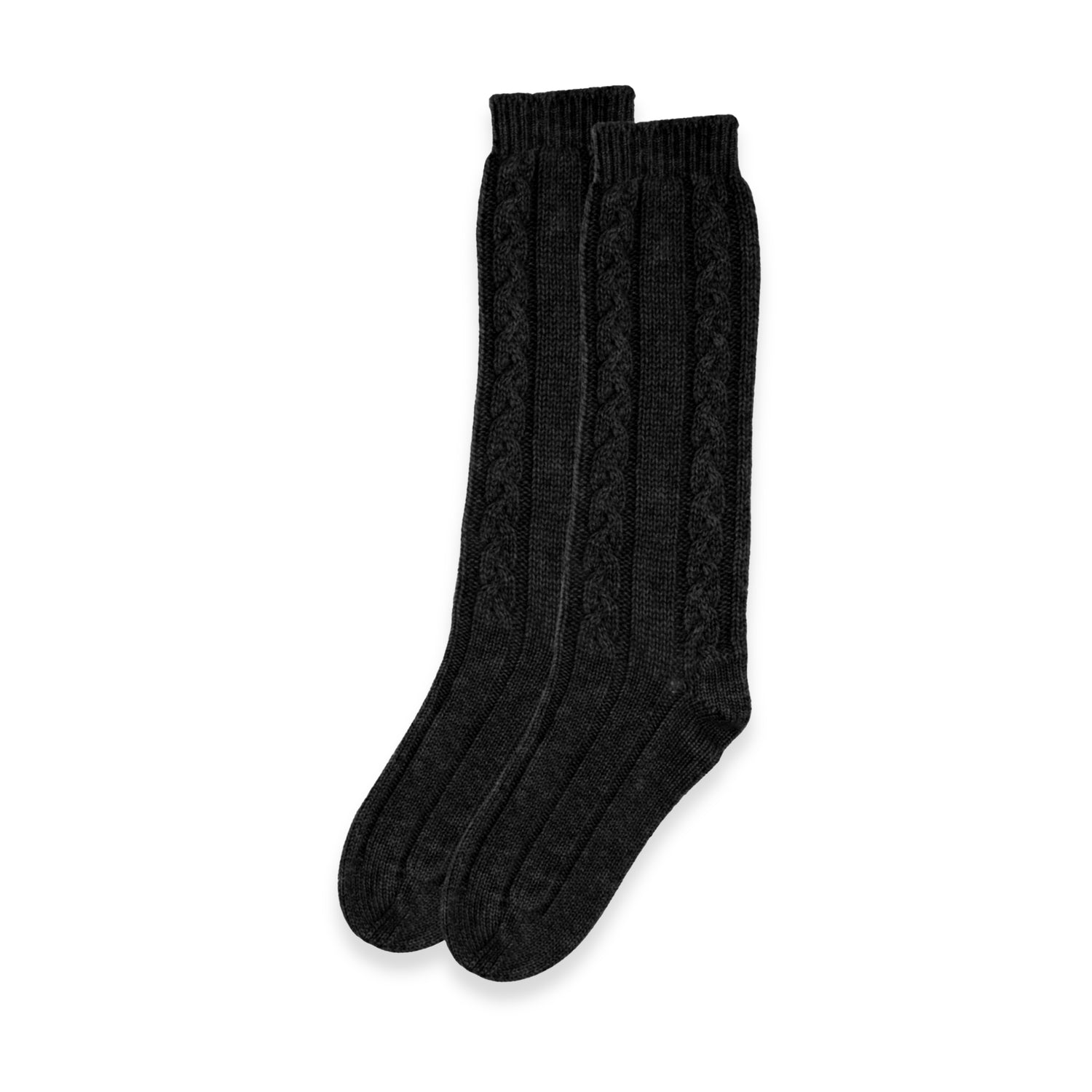 Women's Cashmere Cable Knit Socks in Black