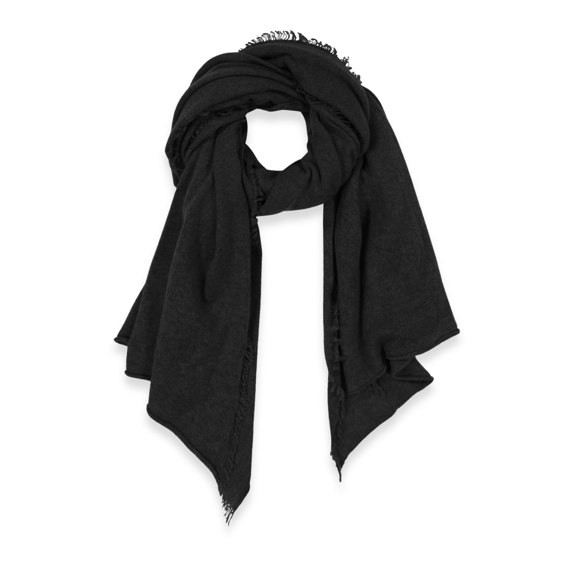 Women's Cashmere Fringe Stole in Black