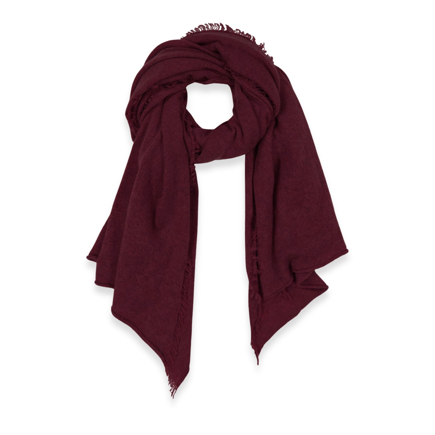 Women's Cashmere Fringe Stole in Claret