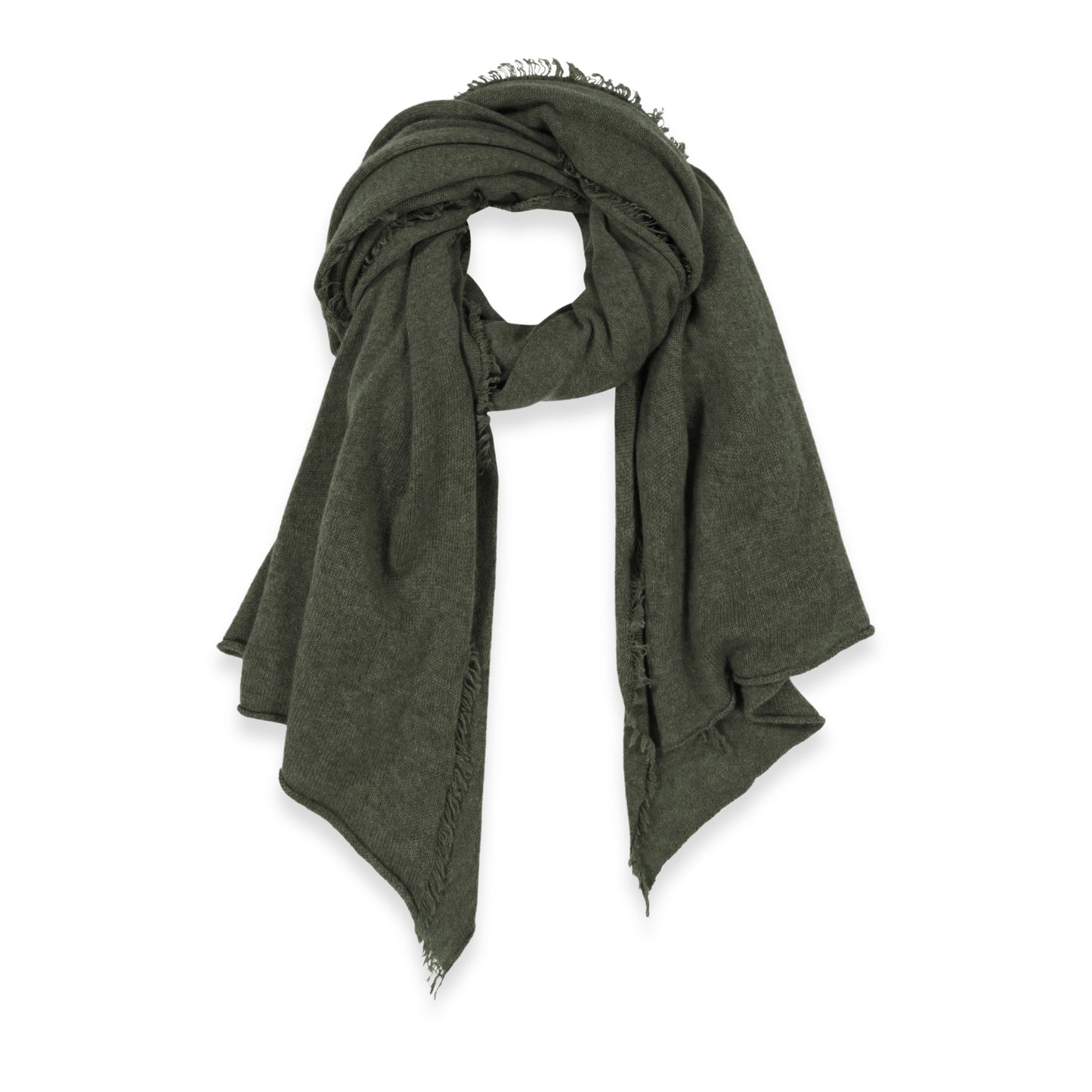 Women's Cashmere Fringe Stole in Loden