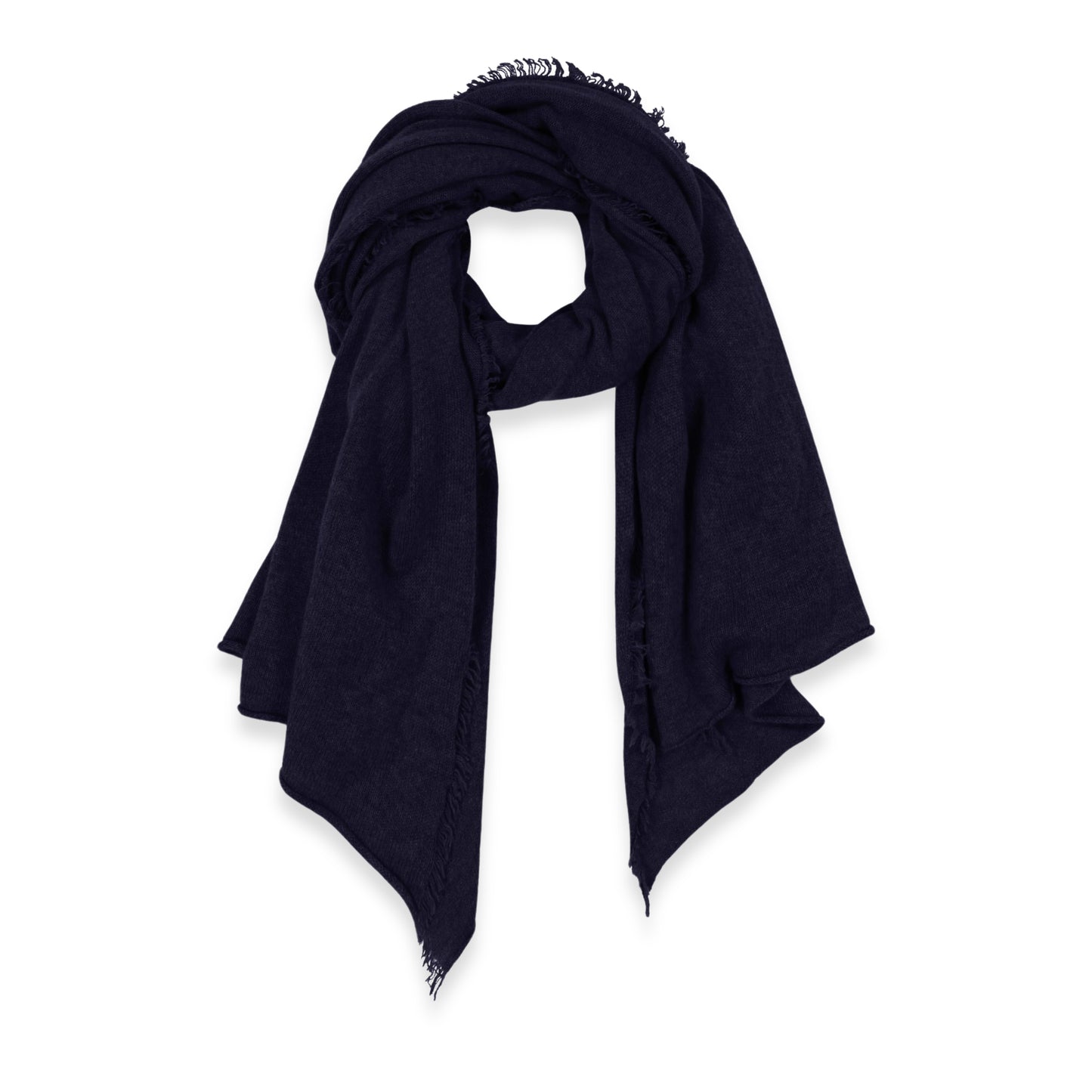 Women's Cashmere Fringe Stole in Navy