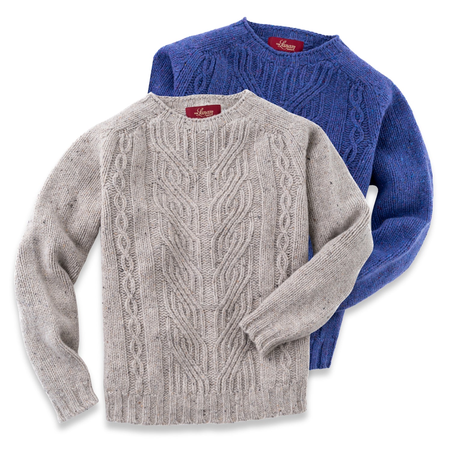Women's Cable Knit Donegal Lambswool Crew Neck Sweater | Made in Scotland