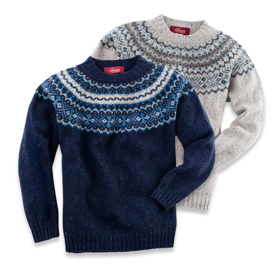 Women's Fair Isle Donegal Lambswool Crew Neck Sweater | Made in Scotland