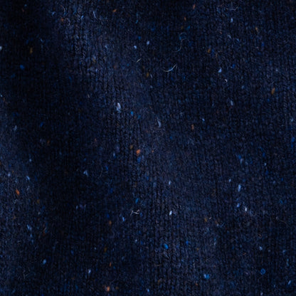 Women's Fair Isle Donegal Lambswool Crew Neck Sweater | Navy Blue Donegal