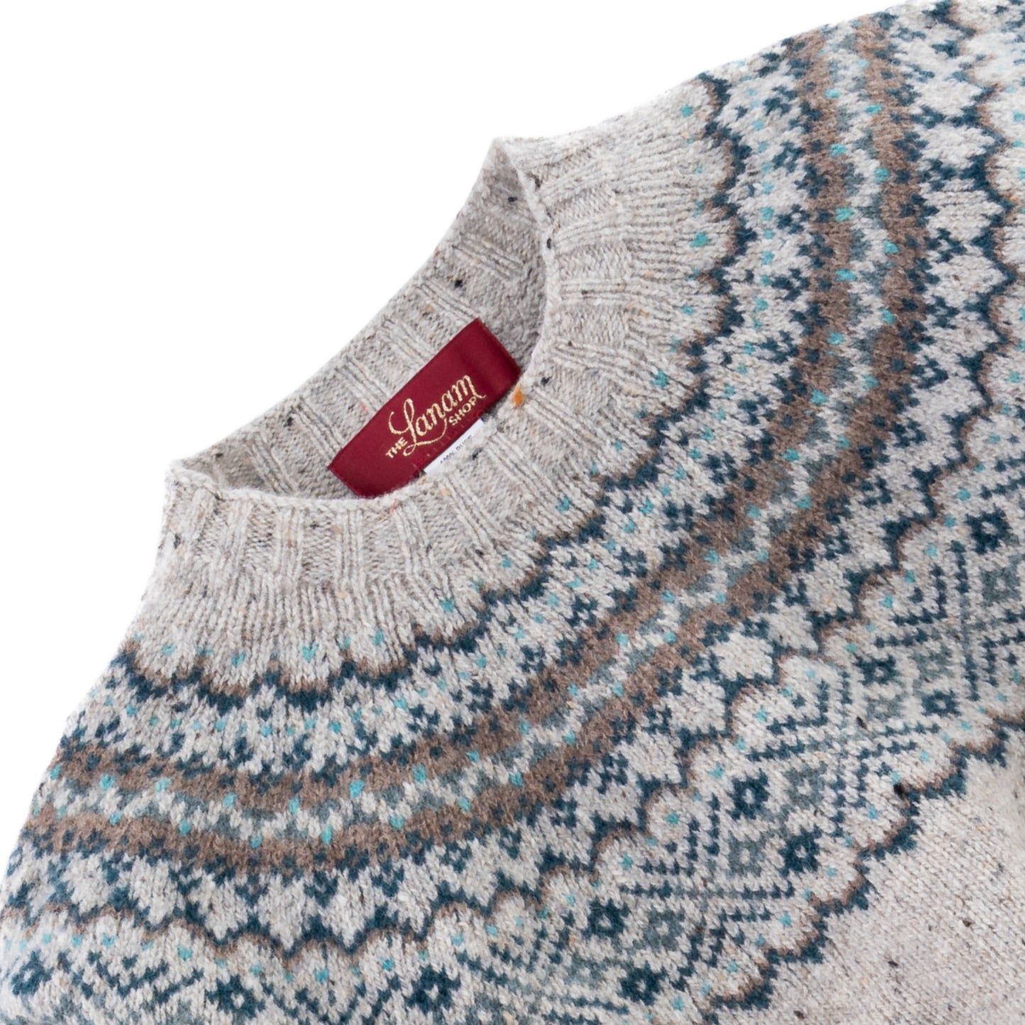 Women's Fair Isle Donegal Lambswool Crew Neck Sweater | Silver Beige Donegal