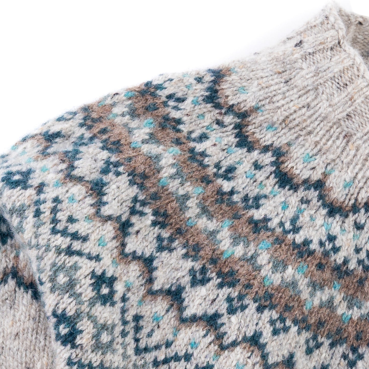 Women's Fair Isle Donegal Lambswool Crew Neck Sweater | Silver Beige Donegal
