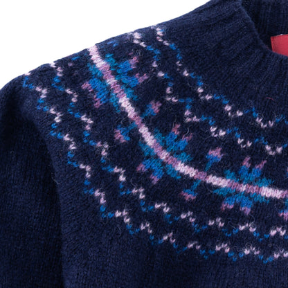 Women's North Star Shetland Wool Crew Neck Sweater | Navy Blue