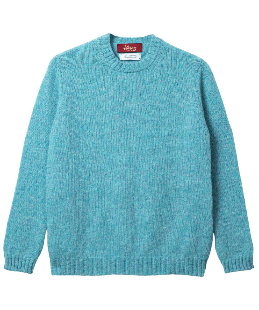 Women's Shetland Lambswool Crew Neck Sweater (Unbrushed) | Blue Hydrangea