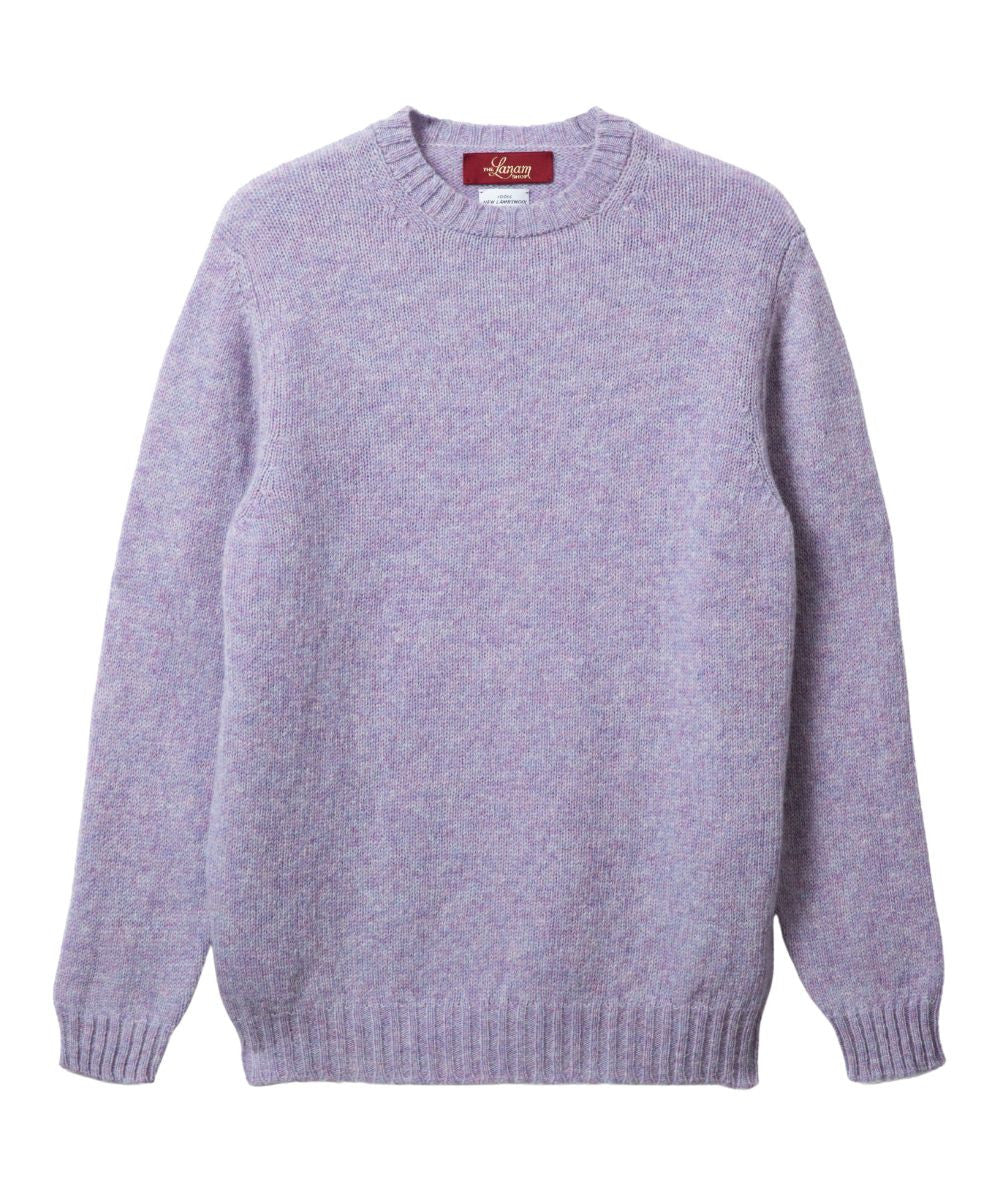 Women's Shetland Lambswool Crew Neck Sweater (Unbrushed) | Lilac