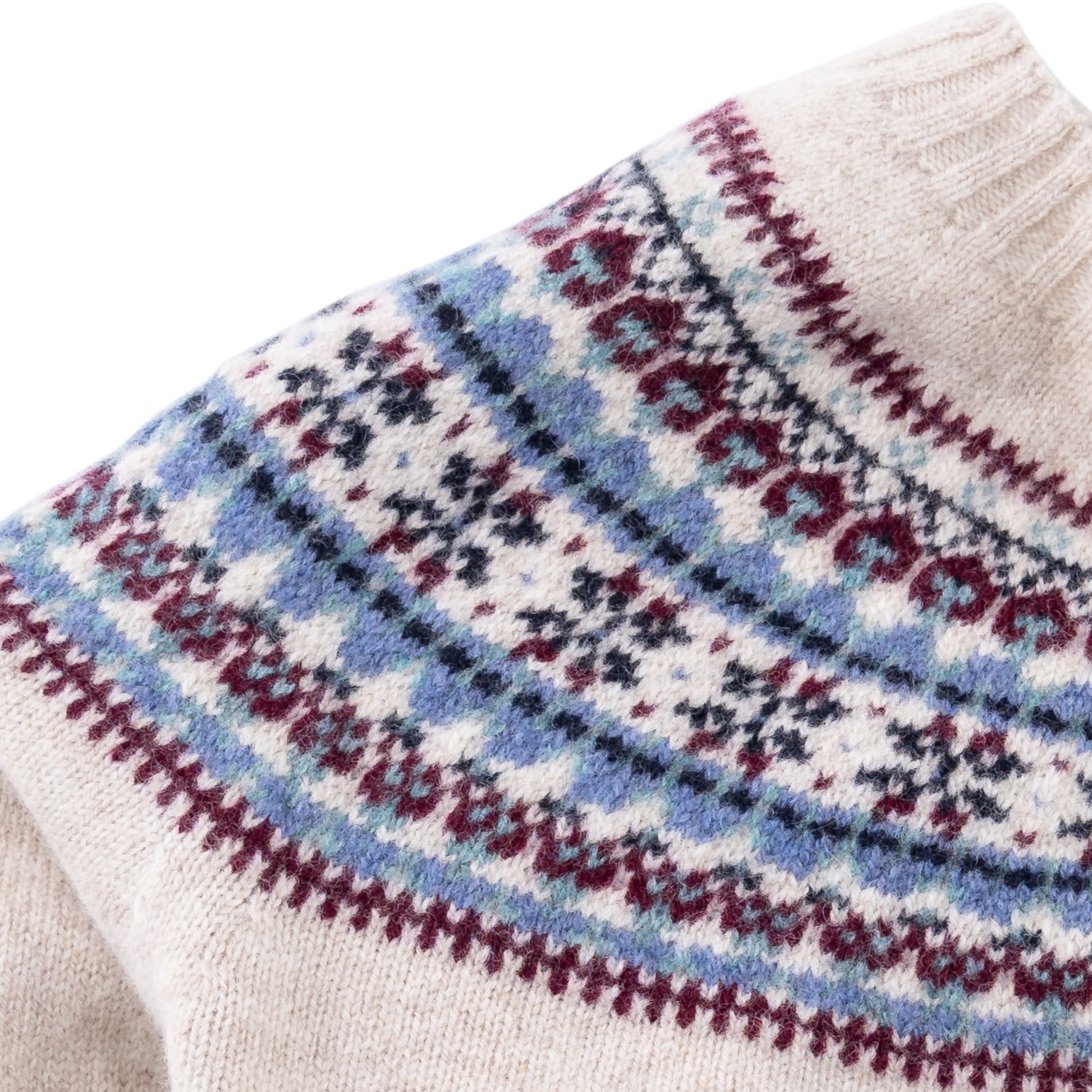 Women's Super-Fine Geelong Lambswool North Star Fair Isle Yoke Cardigan | Linen Beige
