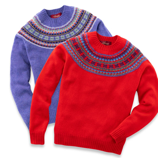 Women's Super-Fine Geelong Lambswool North Star Fair Isle Yoke Sweater | Made in Scotland