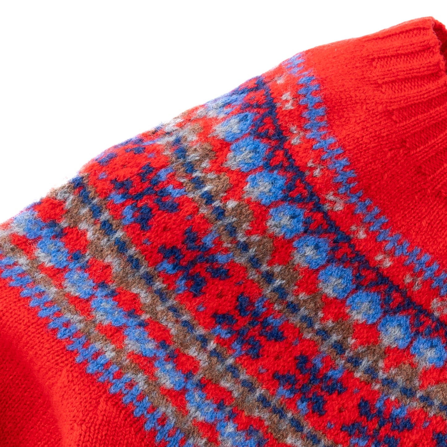 Women's Super-Fine Geelong Lambswool North Star Fair Isle Yoke Sweater | Bright Poppy Red