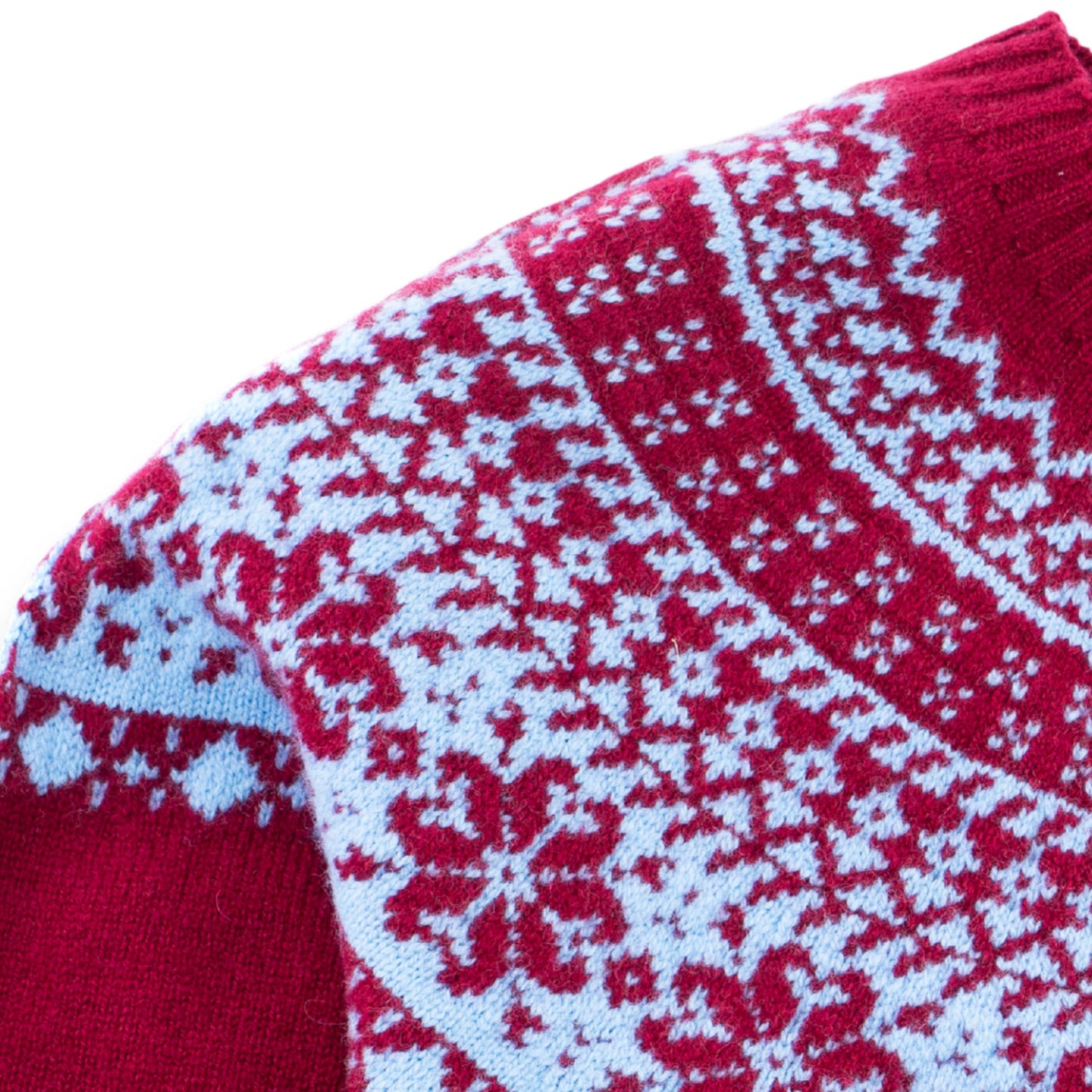 Women's Super-Fine Geelong Lambswool Two-Tone Fair Isle Yoke Sweater | Claret Red